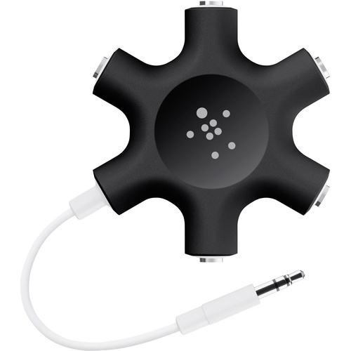 Belkin Rockstar Klinke Audio Y-Adapter [1x Klinkenstecker 3.5 mm - 5x Klinkenbuchse 3.5 mm] Schwarz