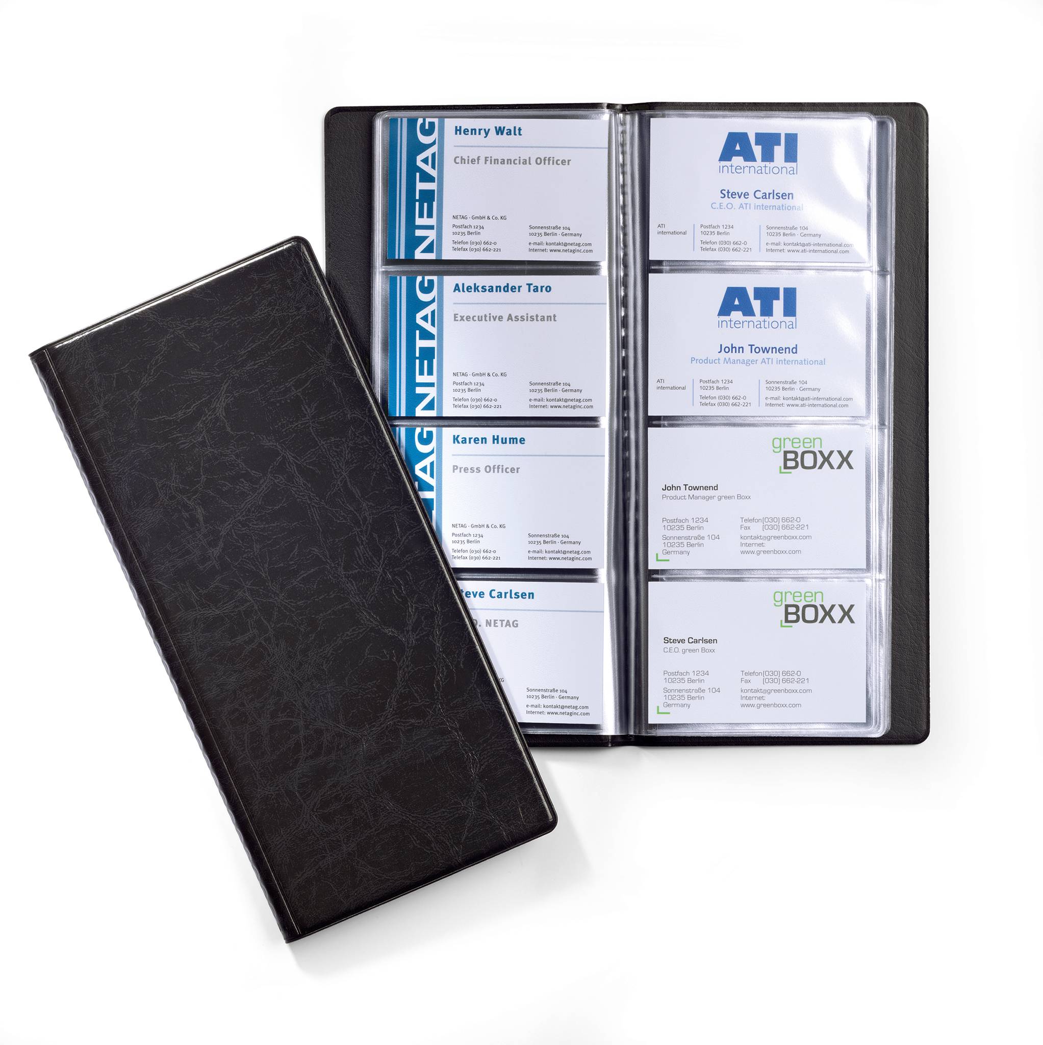 Durable Visitenkartenbuch 192/2402-01 253x115mm schwarz genarbte Folie