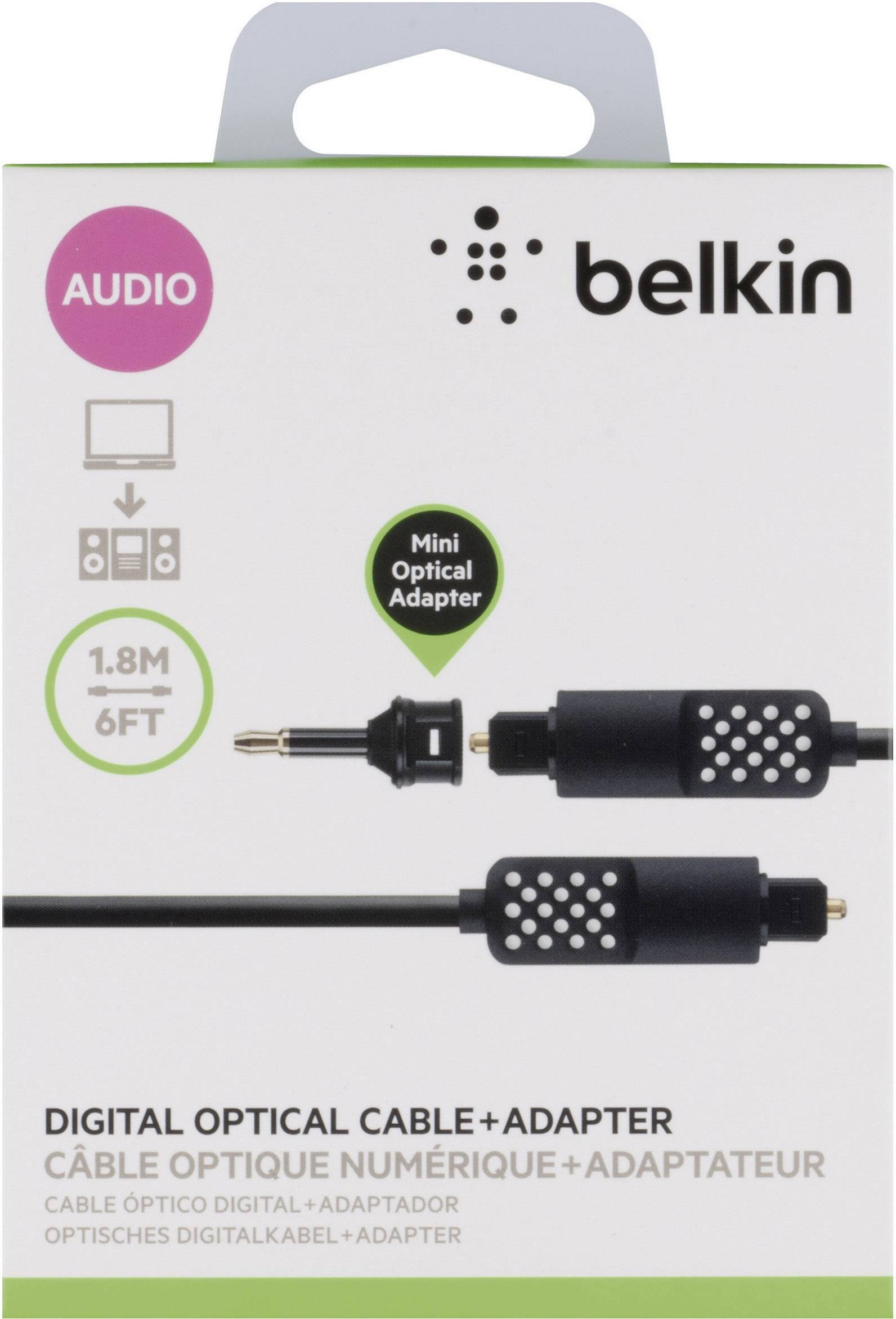 Belkin Toslink Digital-Audio Anschlusskabel [1x Toslink-Stecker (ODT) - 1x Toslink-Stecker (ODT)] 1.80 m Schwarz