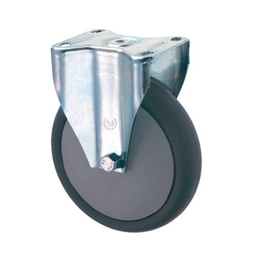 Rollcart TPE-Bockrolle Ø100x32mm in grau 90kg Tragkraft mit Kunststoff-Felge