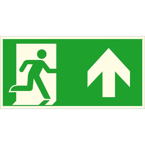 Fluchtwegschild rechts, langnachleuchtend, Kunststoff, aufwärts, 30 x 15 cm DIN ISO 7010 E002