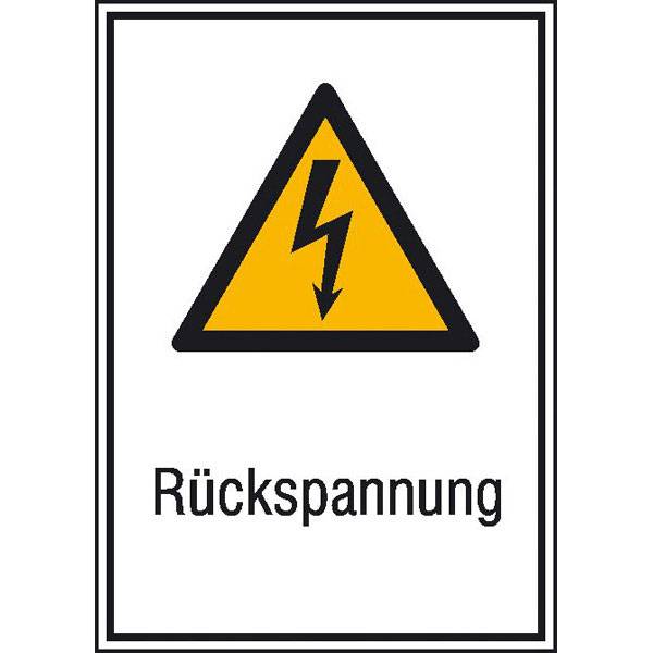 Rückspannung Warnschild, selbstkl. Folie , Größe 13,10x18,50cm DIN EN ISO 7010 W012