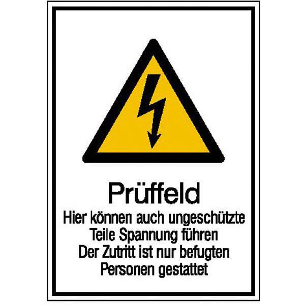 Prüffeld hier können auch ungeschützte Teile? Warn-Kombischild, 26,2x37,1 cm DIN EN ISO 7010 W012