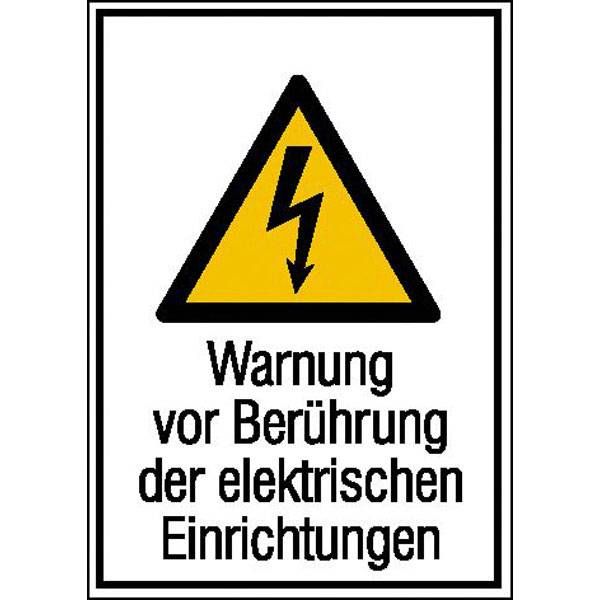 Warnschild Warnung vor Berührung der elektrischen.., Alu, Größe 21,00x29,70 cm DIN EN ISO 7010 W012