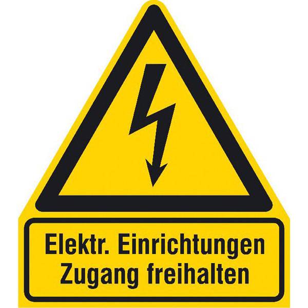 Warnschild Elektrische Einrichtungen Zugang..Kombischild, Alu, 29,70x41,00 cm DIN EN ISO 7010 W012