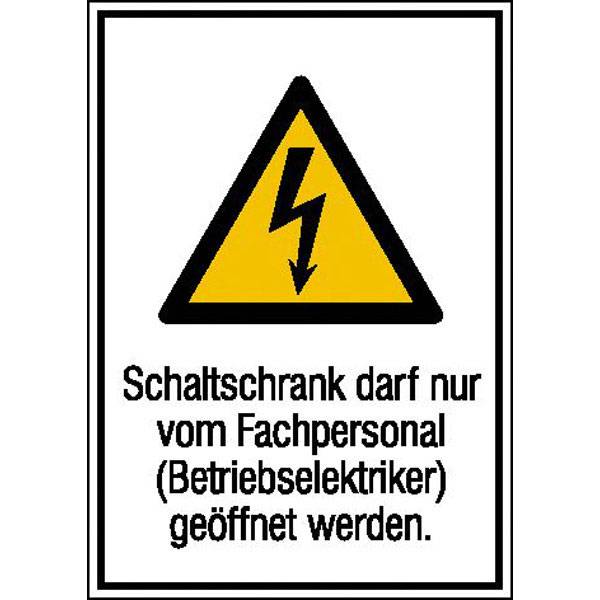 Schaltschrank darf nur von Fachpersonal..Warn-Kombischild, 13,1x18,5 cm DIN EN ISO 7010 W012