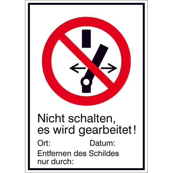Verbotsschild, Nicht schalten es wird gearbeitet, selbsthaftender Magnetfolie, G DIN EN ISO 7010 P031
