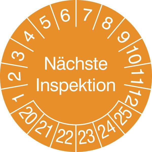 Prüfplaketten Nächste Inspektion in Jahresfarbe, 15 Stück/Bogen, 3cm Version: 26-31 - Prüfplakette - Nächste Inspektion