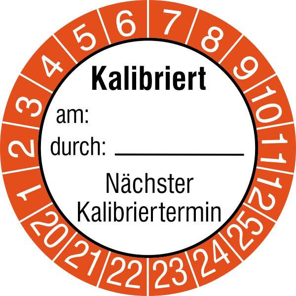 Prüfplaketten-Kalibriert am durch Nächster Kalibriertermin, Folie gestanzt, 3cm Version: Kalibriert am durch 26-31