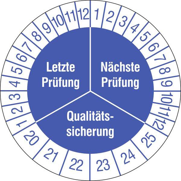 Prüfplaketten - Qualitätssicherung, 15 Stück/Bogen, selbstklebend, 3 cm Version: Prüfplakette Qualitätssicherung 19-24