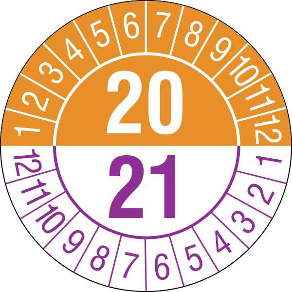 Prüfplaketten für zwei Jahre mit 2-stelliger Jahreszahl, 28 Stück/Bogen, 2,0 cm Version: Prüfplakette zweijährig 22-23
