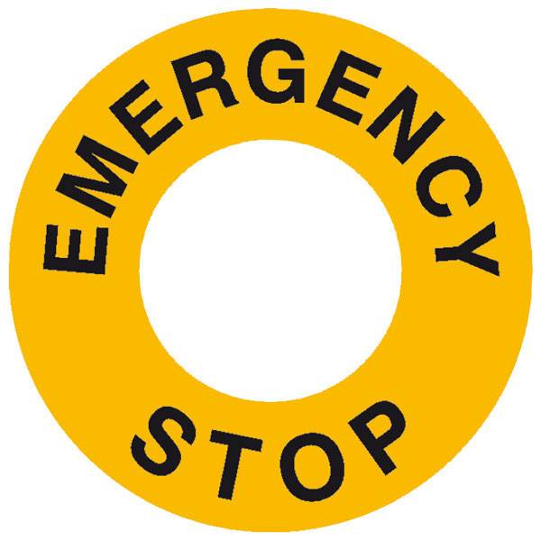 Emergency Stop Maschinenkennzeichnung, Kunststoff, 6 cm