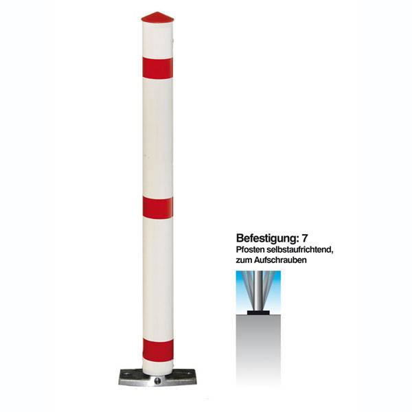 Funktionssperrpfosten Alu weiß, zum Aufschrauben, selbstaufrichtend