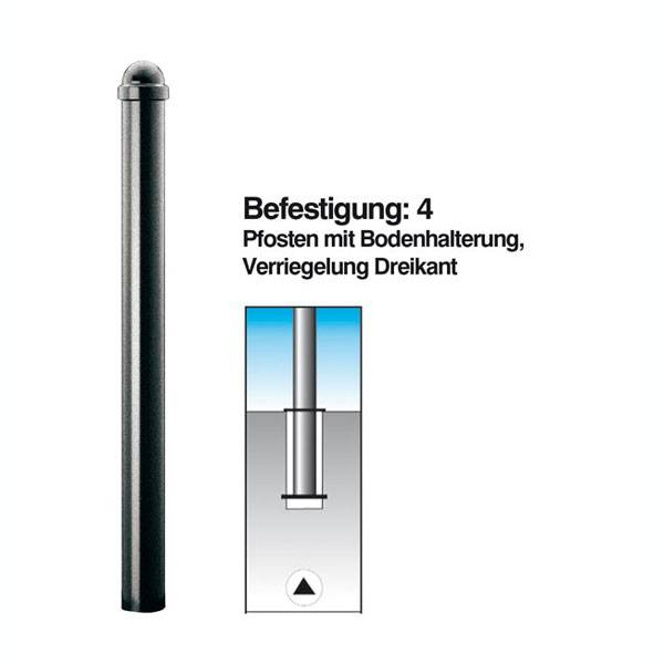 Absperrpfosten Stilsperrpfosten Stahl, Pfosten mit Bodenhalterung,Durchm. 76mm