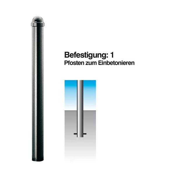 Absperrpfosten Stilsperrpfosten Alu, Pfosten zum Einbetonieren, Durchm. 76mm