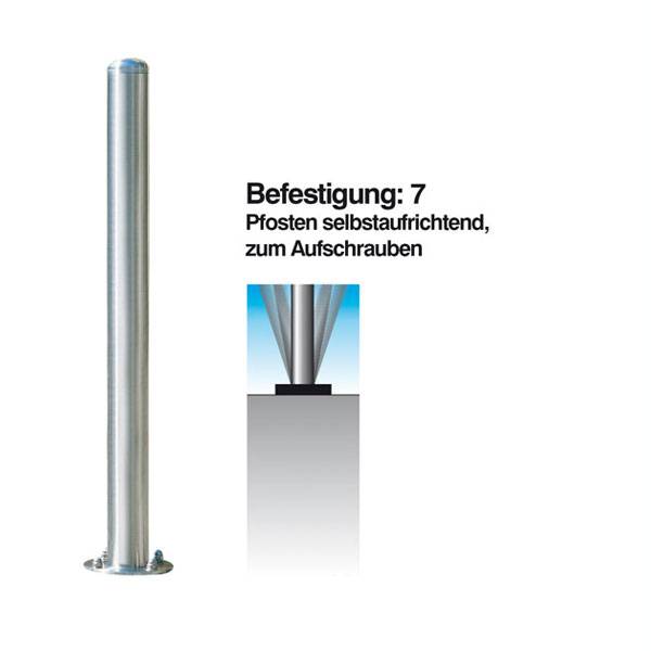 Absperrpfosten Edelstahl, selbstaufrichtend, Rundkopf, Durchm. 76mm