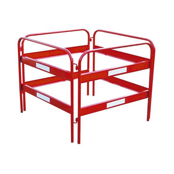 Schachtschutzgitter, rot, 2-teilig, Breite: 1,0 m, Höhe: 0,9 m