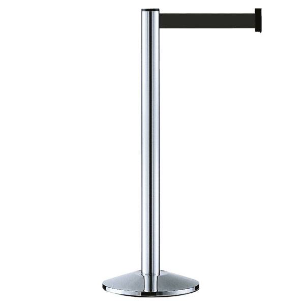 Absperrpfosten Rooter Extend, mobil, inkl. Standfuß, Gurtlänge: 3,7m Version: 01 - Pfosten chrom, Gurt schwarz