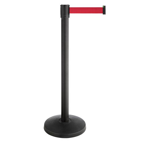 Gurtpfosten Allroundline ALA, Pfosten: schwarz, Höhe: 100,0 cm, Gurtlänge: 3,0 m Version: 01 - rot