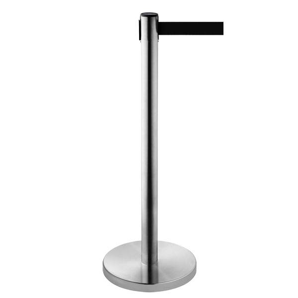 Absperrpfosten Edelstahl 98 cm, ausziehbarem Gurtband, 2,3 m Version: 03 - schwarz