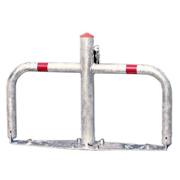 Parkbügel aus feuerverzinktem Stahl, mit Profilzylinder gleichschl.,kippbar Bodenplatte BxH:76x50cm