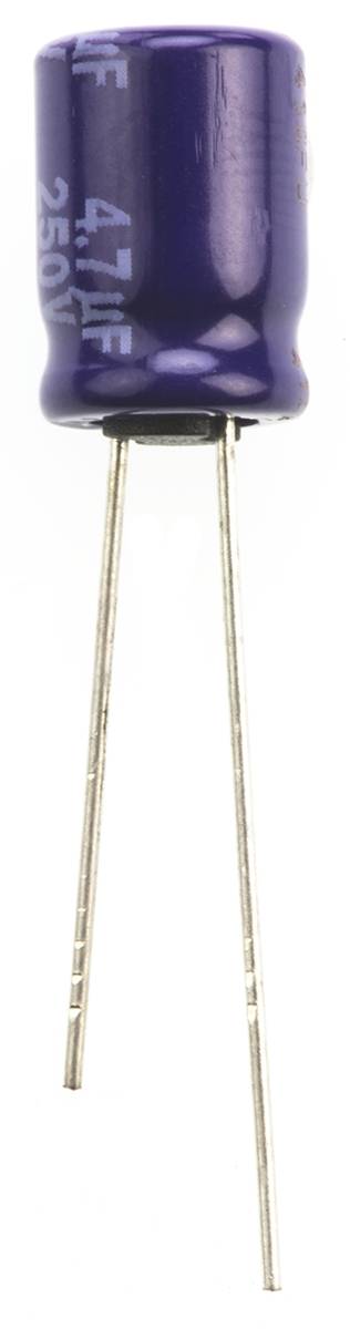 Panasonic M, THT Elektrolyt Kondensator 4.7μF ±20% / 250V dc, Ø 8mm x 11.5mm, +85°C