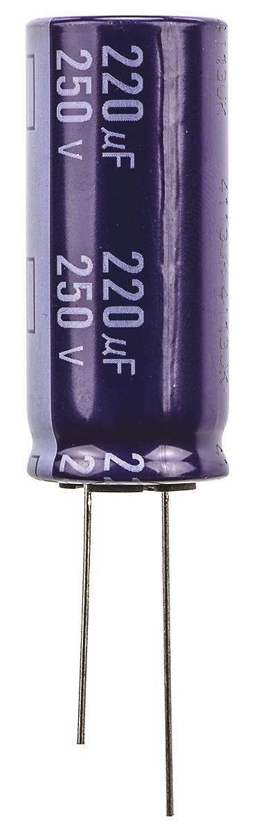 Panasonic M-A, THT Aluminium-Elektrolyt Kondensator 220μF ±20% / 250V dc, Ø 18mm x 40mm, +85°C