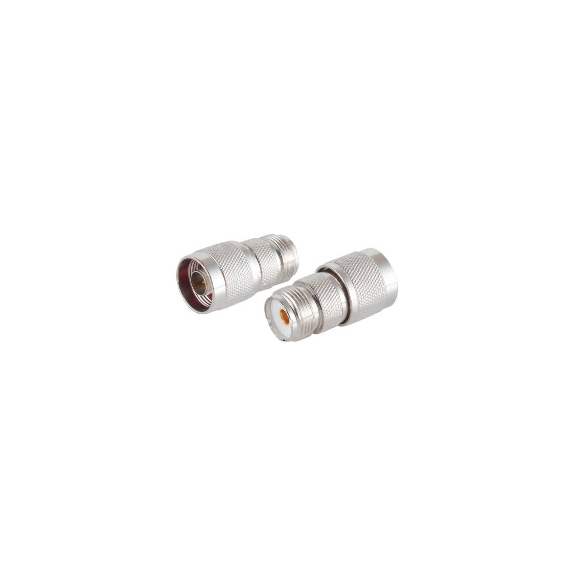 S/CONN HF-Koax-Adapter N-Stecker auf UHF-Kupplung SO-239 50 Ohm Metall Silber