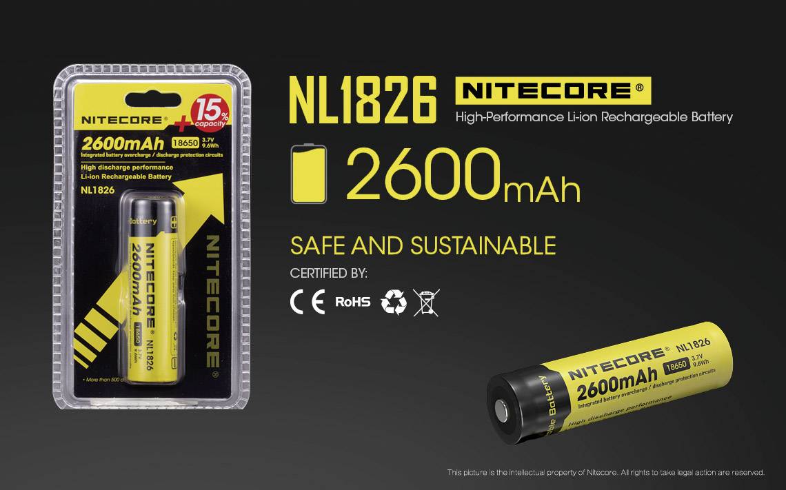 NiteCore NL1826 Spezial-Akku 18650 Li-Ion 3.7 V 2600 mAh 1 St.