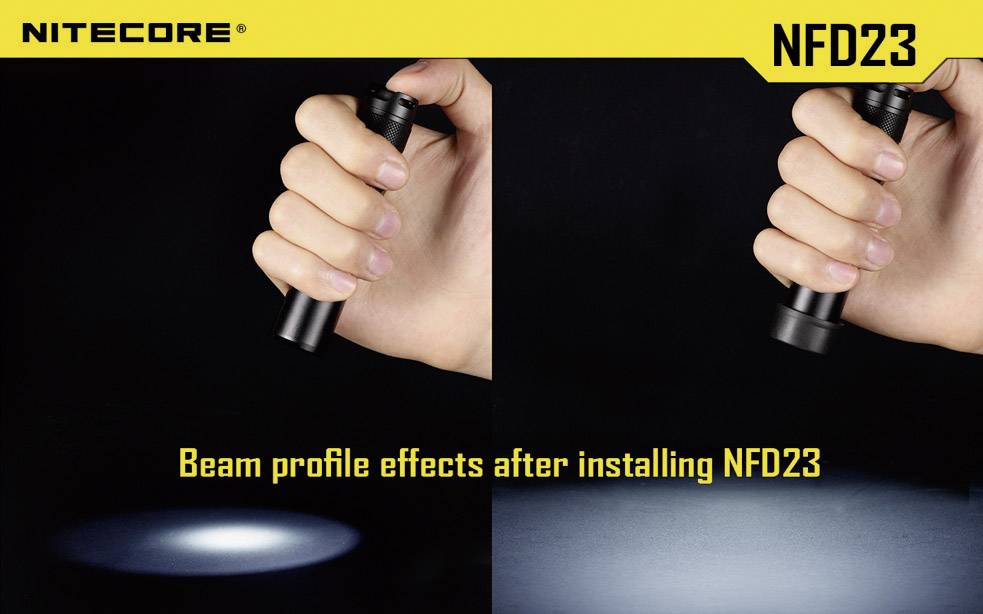 NiteCore NITNFD23 Diffusor MT1A, MT2A, MT1C und Taschenlampen mit einen Ø 23mm
