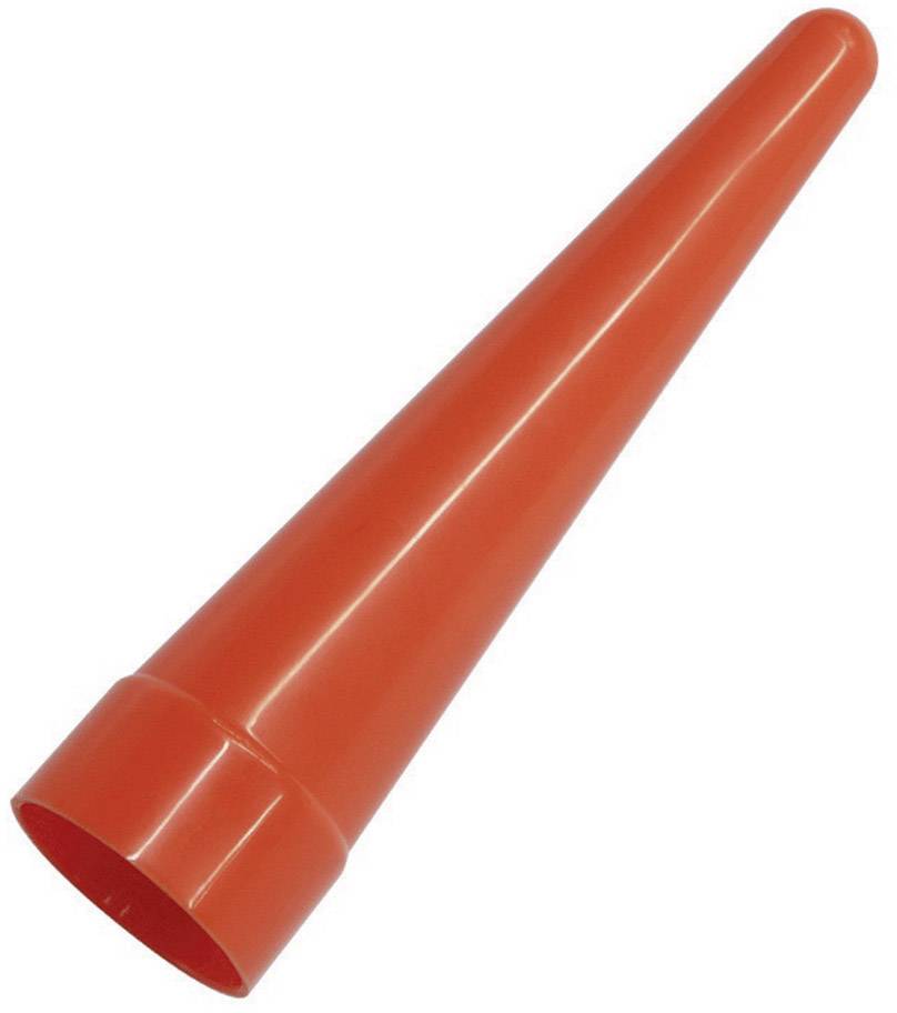 Roter Kegelstumpf mit spitz zulaufendem Ende, meist für Straßensicherheit oder Bauabsperrungen verwendet.