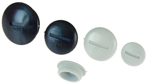 Plica Blindstopfen m 50 Polyamid rund m.Schlitz lichtgrau BLISTO M50 PA 6