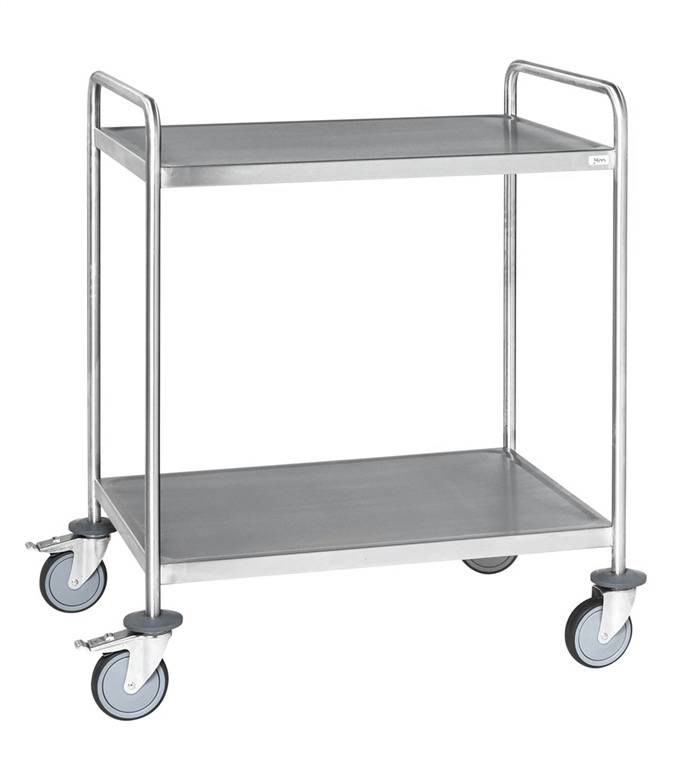 Kongamek Edelstahl-Etagenwagen 200 kg, 2 Etagen, 650 x 440 x 1010 mm L/B/H Tischwagen Rollwagen