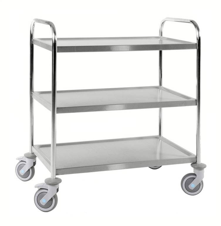 Kongamek Edelstahl-Etagenwagen 100 kg, 3 Etagen, 910 x 590 x 965 mm L/B/H Tischwagen Rollwagen