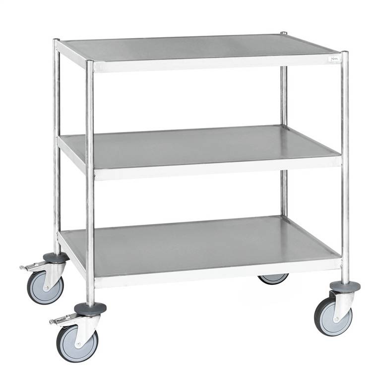 Kongamek Edelstahl-Etagenwagen 200 kg, 3 Etagen, 1075 x 575 x 900 mm L/B/H Tischwagen Rollwagen