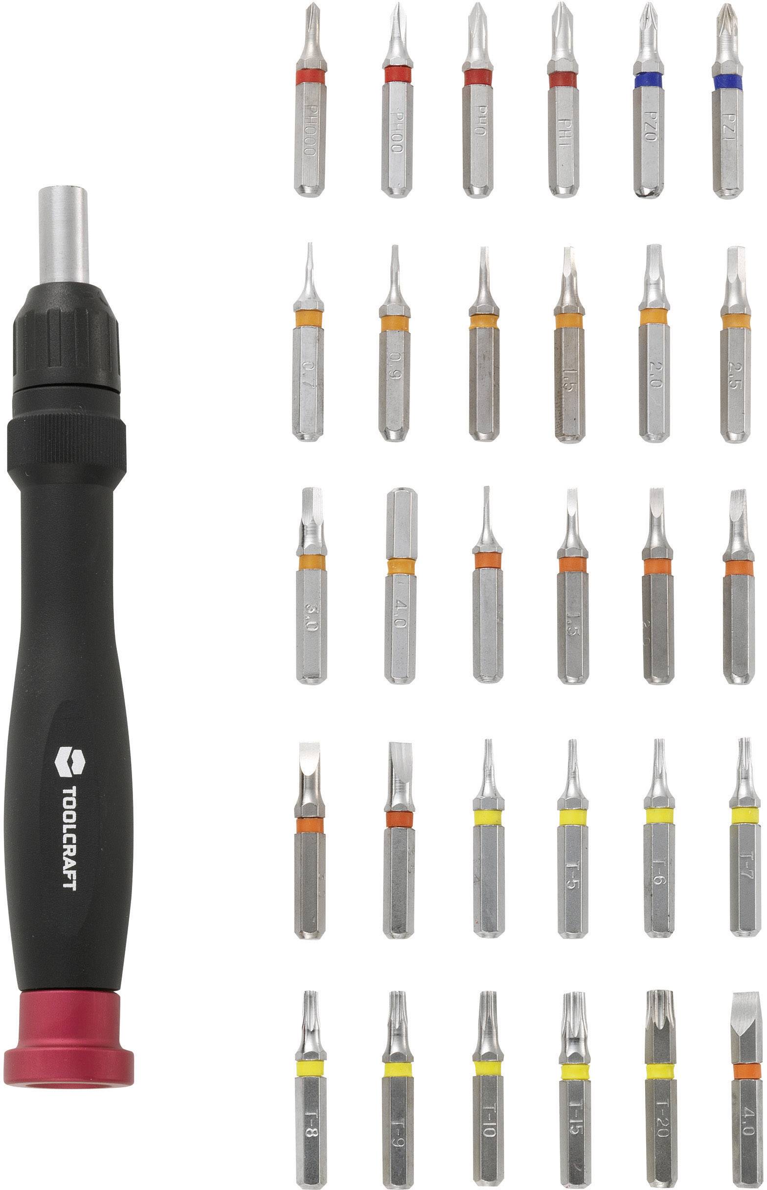 TOOLCRAFT 809204 Bit-Set 31teilig Schlitz, Kreuzschlitz Phillips, Kreuzschlitz Pozidriv, Innen-Sechskant, T-Profil