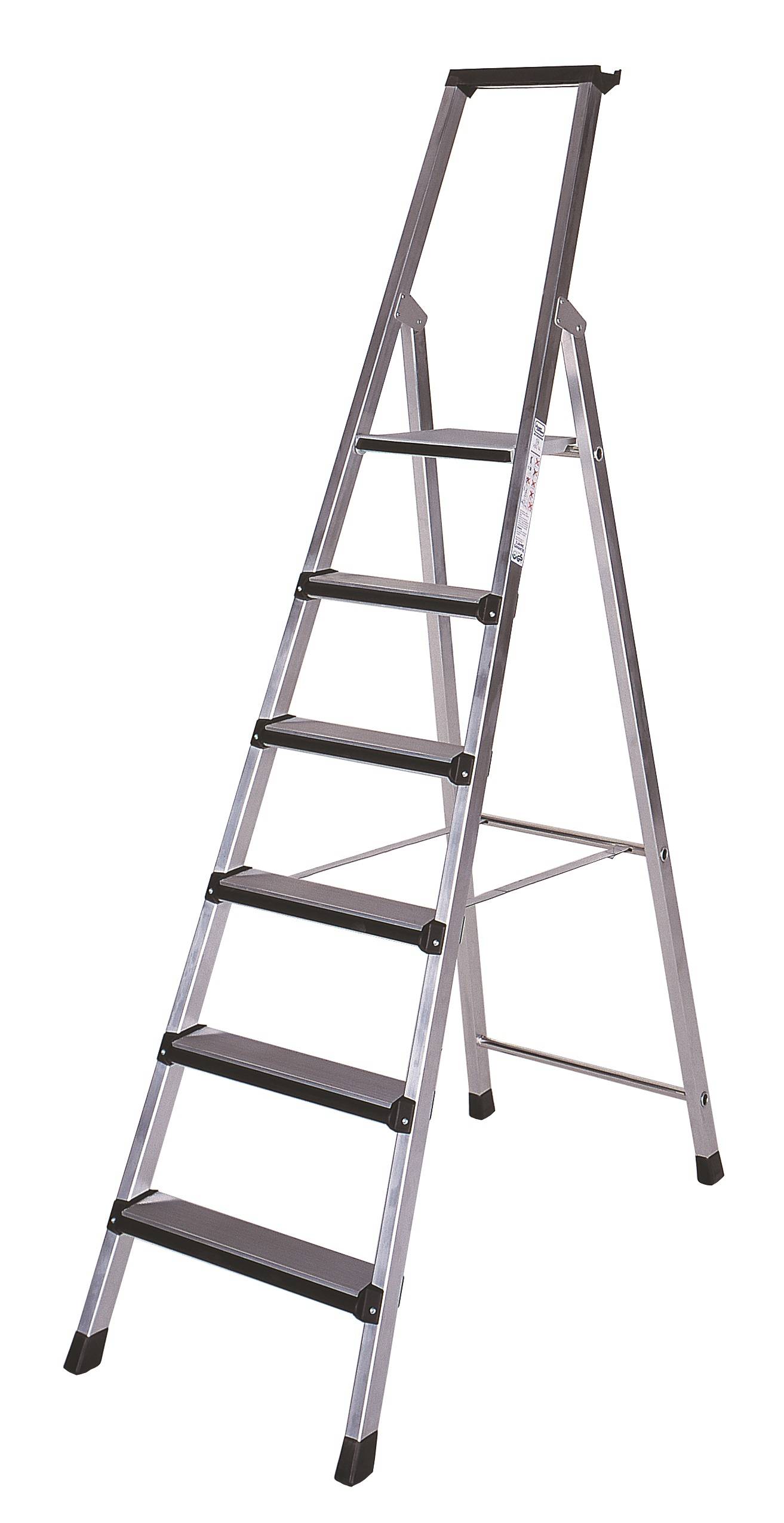 Iller Stufenstehleiter eloxiert 6 gepolsterte Stufen