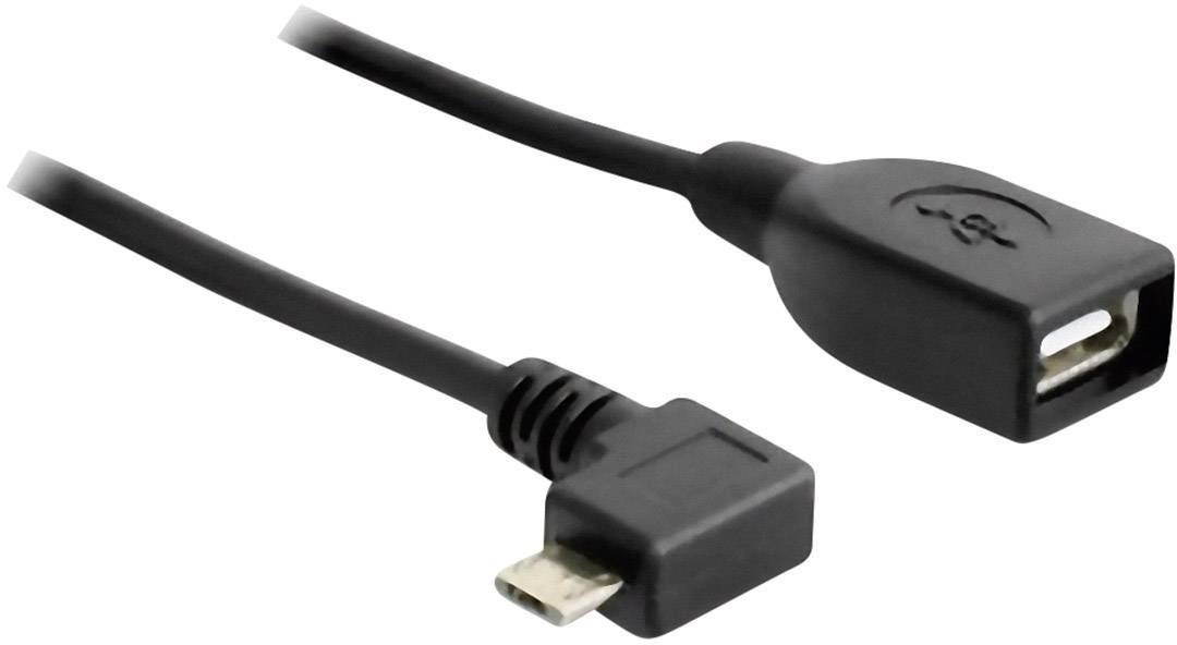 Delock USB-Kabel USB 2.0 USB-Micro-B Stecker, USB-A Buchse 0.50 m Schwarz mit OTG-Funktion 83271