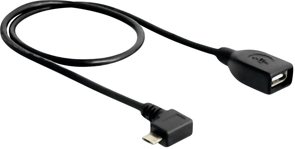 Delock USB-Kabel USB 2.0 USB-Micro-B Stecker, USB-A Buchse 0.50 m Schwarz mit OTG-Funktion 83271