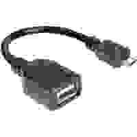 Delock USB-Kabel USB 2.0 USB-Micro-B Stecker, USB-A Buchse 0.15m Schwarz mit OTG-Funktion 83293