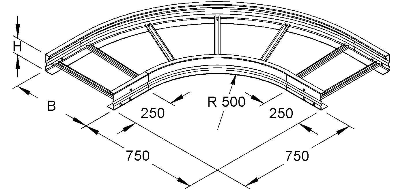 Niedax Bogen 90° für WSL 105x300mm bandverzinkt