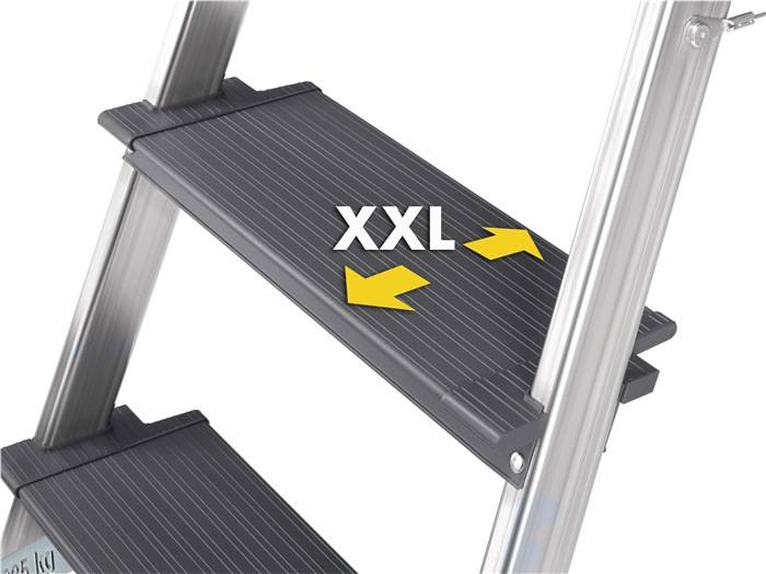 Hailo L100 TOPLINE 8050-407 Aluminium Stufen-Stehleiter inkl. Werkzeugablage Arbeitshöhe (max.): 2.85 m Silber, Schwarz, Rot EN 131 5.4 kg