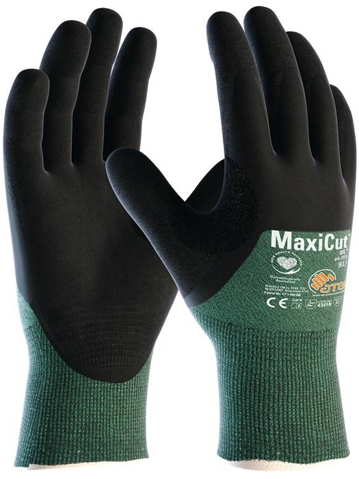 Schnittschutzhandschuhe MaxiCut®Oil 44-305 Gr.9 grün/schwarz EN 388 PSA II