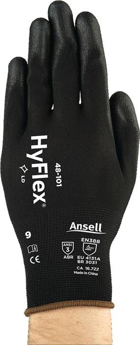 Handschuhe HyFlex® 48-101 Gr.9 schwarz EN 388 PSA II Nyl.m.PU ANSELL
