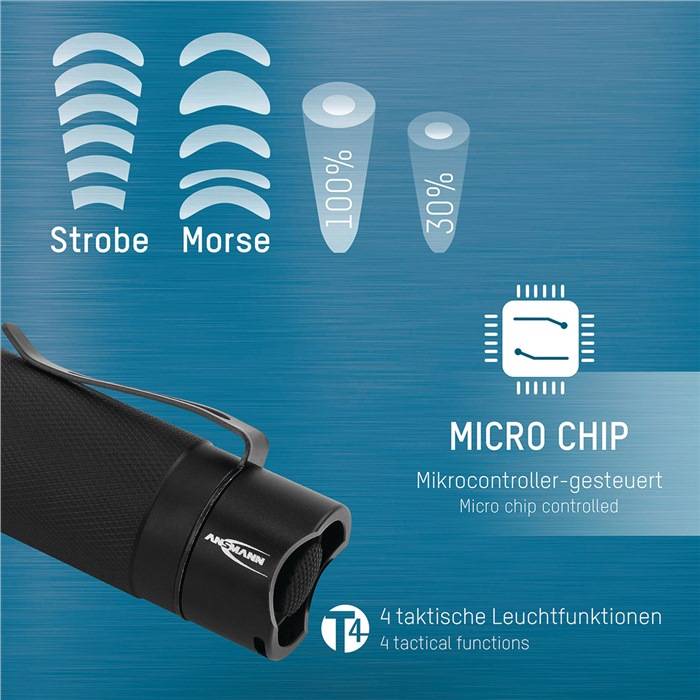 Ansmann M250F LED Taschenlampe mit Gürtelclip, mit Handschlaufe batteriebetrieben 260 lm 157 g