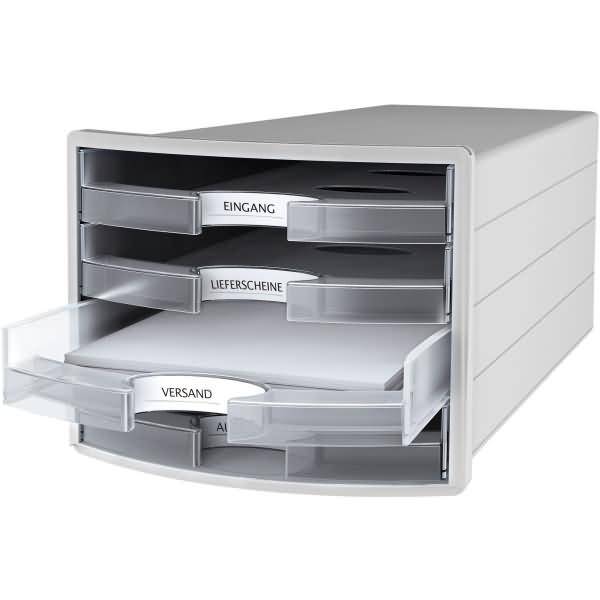 HAN Schubladenbox IMPULS 1013-63 DIN A4/C4 4Fächer offen l.gr/tr