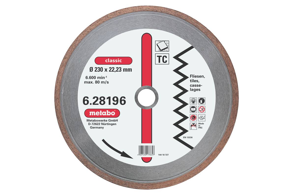 Diamant-Trennscheibe, 230 x 1,7 x 22,23 mm, "classic", "TC", Fliese (628196000)