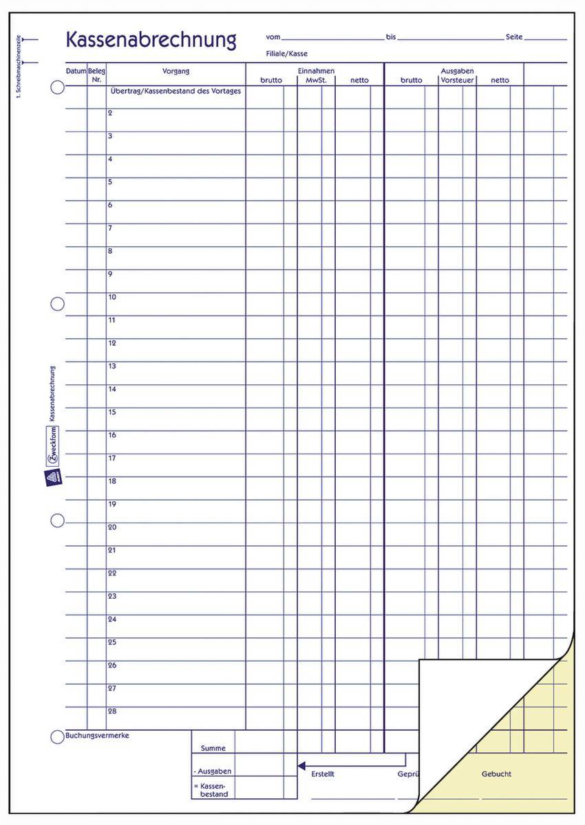 Kassenabrechnung,DIN A4,2x50 Blatt
