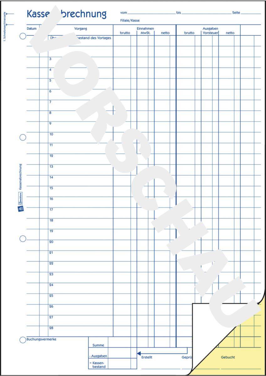 Kassenabrechnung,DIN A4,2x50 Blatt