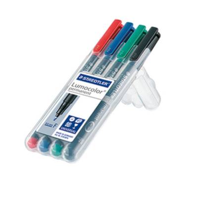 STAEDTLER Lumocolor 318 - Marker - permanent - Schwarz, Rot, Blau, Grün - 0.6 mm - fein (Packung mit 4)